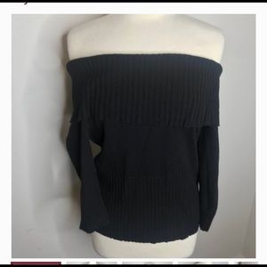 Alyx Off the Shoulder Sweater Black XL Ribbed Neckline/Waist Casual